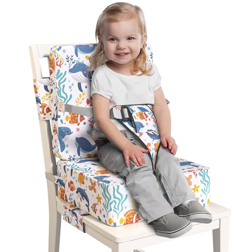 Redcoutt Booster Seat for Dining Table Toddler Booster Seat for Dining Table with Safety Buckles AntiScratch Easy Cleaning Toddler Seat for Table WhiteFish - Image 1