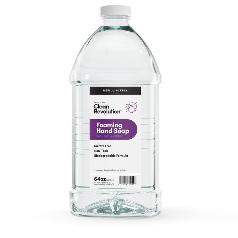 Clean Revolution Foaming Hand Soap Refill Supply Container, Ready to Use Formula, Natural Lavender Fragrance, 64 Fl Oz (Pack of 1) - Image 1