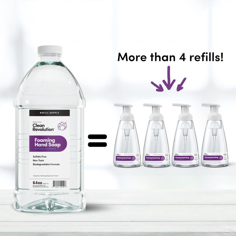 Clean Revolution Foaming Hand Soap Refill Supply Container, Ready to Use Formula, Natural Lavender Fragrance, 64 Fl Oz (Pack of 1) - Image 2
