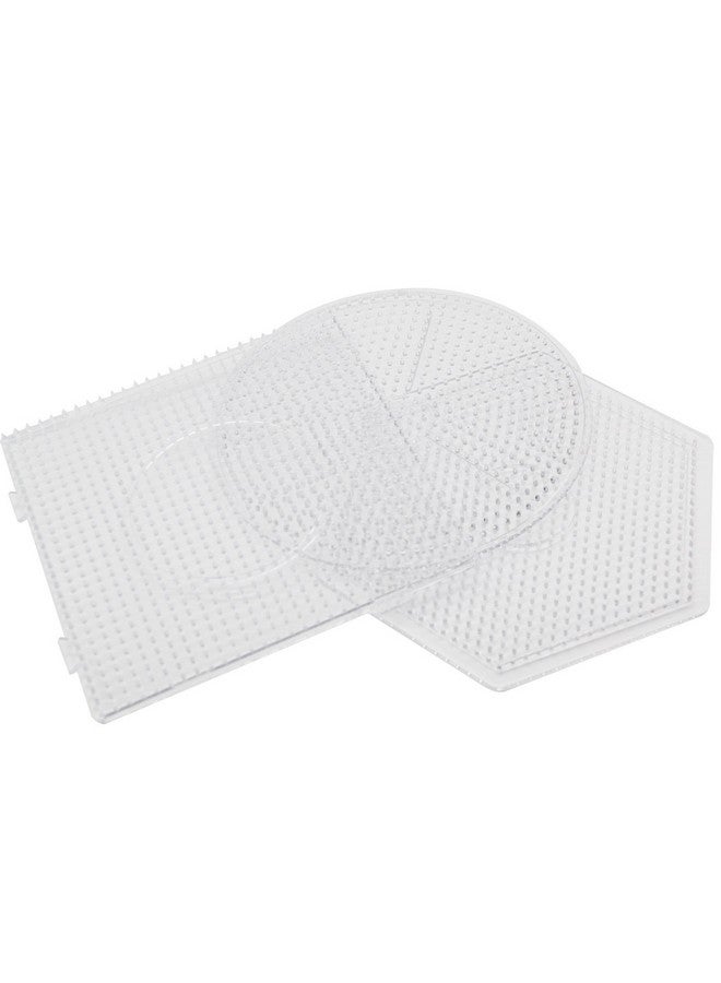 3Pcs 5Mm Fuse Beads Boards Large Clear Pegboards Kits Hexagon & Square & Round With Gift 4 Lroning Paper (Wa3 Z2)