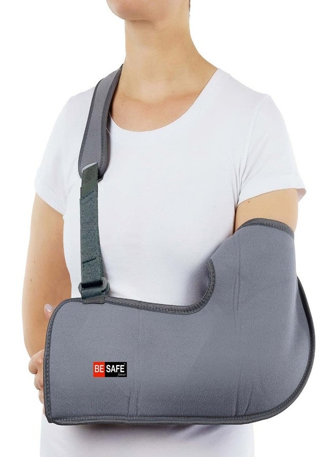 BESAFE Forever Arm Supporter Arm Sling Pouch Belt with Elbow Support, Arm Immobilizer Brace for Fracture, Sprain, Dislocation and Pain Relief (M, Grey) - Image 1