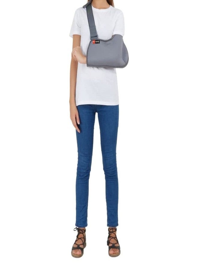 BESAFE Forever Arm Supporter Arm Sling Pouch Belt with Elbow Support, Arm Immobilizer Brace for Fracture, Sprain, Dislocation and Pain Relief (M, Grey) - Image 3