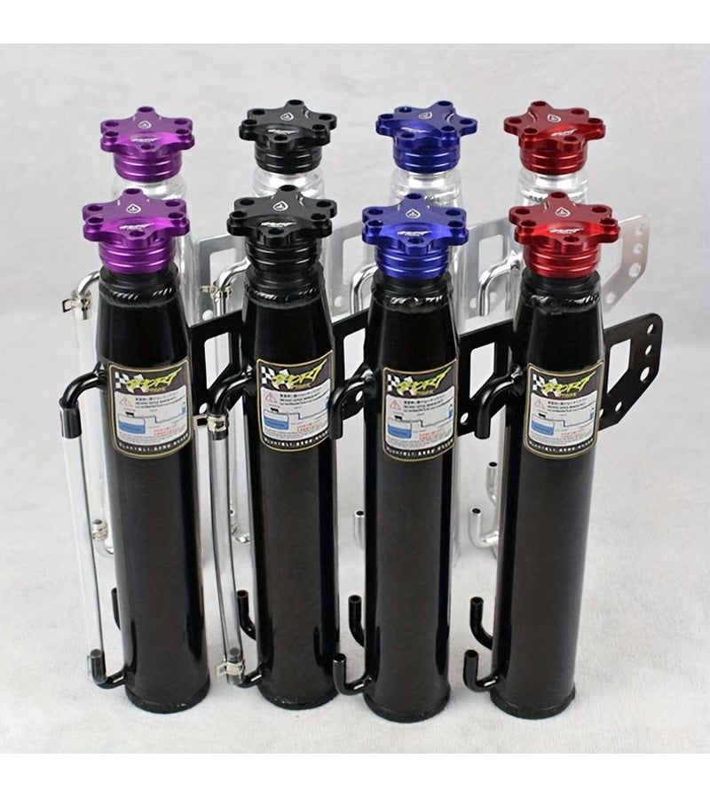 Universal Silvery Red Aluminum Car Engine Oil Tank Fuel Overflow Bottle Coolant Radiator Reservoir - Image 3