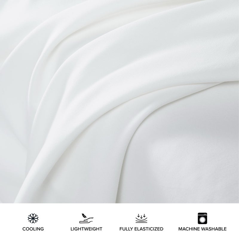 UGG 33610 Alahna Split King Bed Sheet and Pillowcase 5-Piece Set Sleep in Luxury Machine Washable Deep Pockets Wrinkle-Resistant Breathable Cozy Comfort Silky Cooling Sheets  Split King  White - Image 4