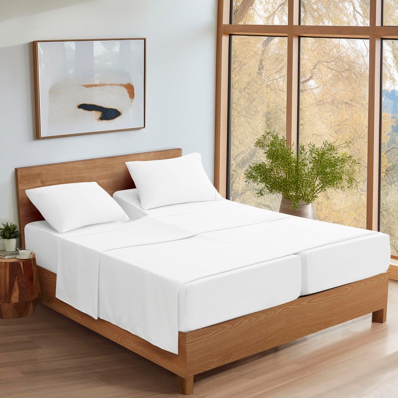 UGG 33610 Alahna Split King Bed Sheet and Pillowcase 5-Piece Set Sleep in Luxury Machine Washable Deep Pockets Wrinkle-Resistant Breathable Cozy Comfort Silky Cooling Sheets  Split King  White - Image 2