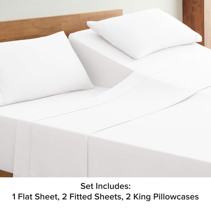 UGG 33610 Alahna Split King Bed Sheet and Pillowcase 5-Piece Set Sleep in Luxury Machine Washable Deep Pockets Wrinkle-Resistant Breathable Cozy Comfort Silky Cooling Sheets  Split King  White - Image 3