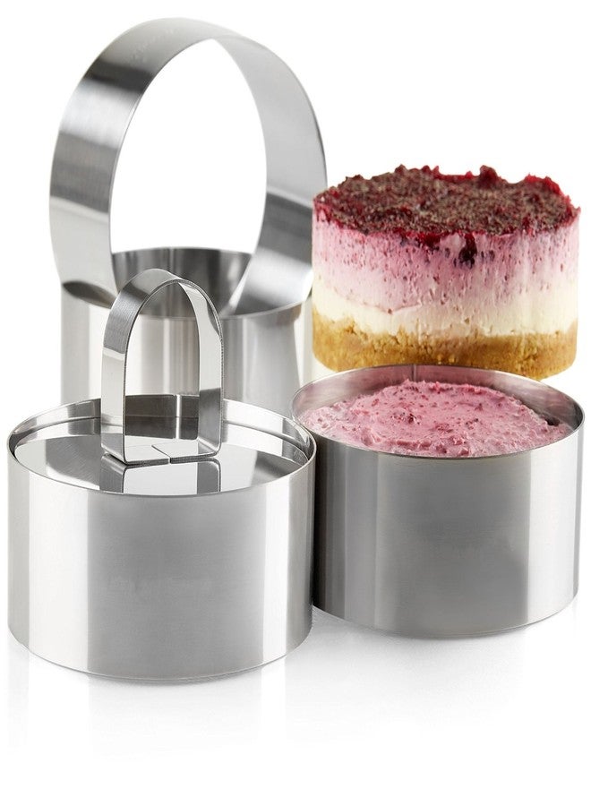 Uncle Jack Professional Stainless Steel Food Tower Presentation Cooking Rings with Food Press-Round Forms(Set of 2) - Image 1