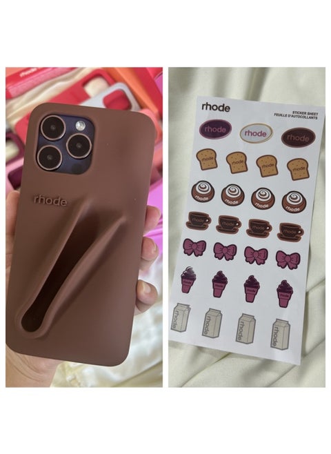 Rhode Sticker Hailey Lipstick Silicone Suitable For Iphone13/14/15Pro Max Apple 16-Color:The Highest Version Of Espresso Shell + Packaging + Bread Sticker-Applicable Models:iPhone12