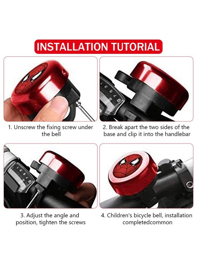 Proberos جرس دراجة الأطفال بروبرس®، جرس دراجة كرتوني بطل خارق أحمر، جرس دراجة من الصلب خفيف الوزن، جرس متين للدراجة، جرس تحذيري عالي الديسيبل عالمي لماسورة 22 مم - Image 4