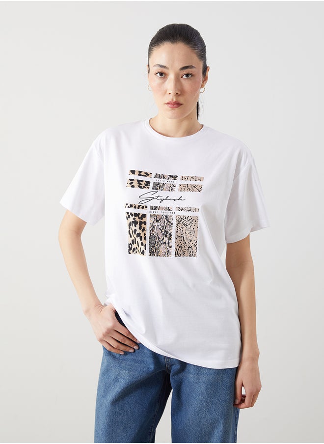 LC WAIKIKI Crew Neck Printed Combed Cotton Women's T-Shirt  - Image 2