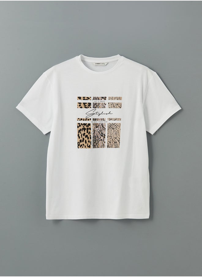 LC WAIKIKI Crew Neck Printed Combed Cotton Women's T-Shirt  - Image 5