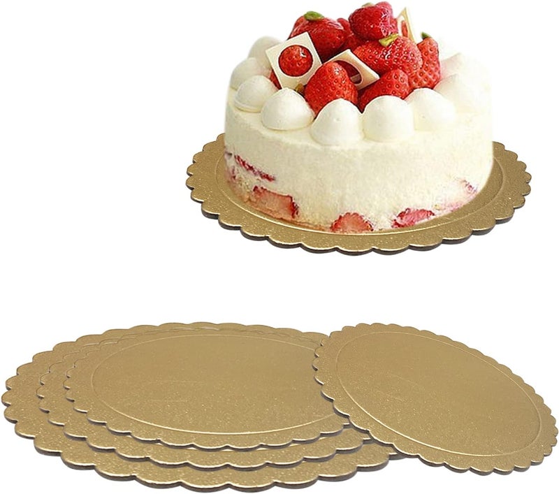 Goiio 4 Pack Cake Boards Golden Round Cake Circles 6, 8, 10, 12 Inch Cake Base Cardboard, 1 of Each Size Set for Baking Cake, Gold - Image 3