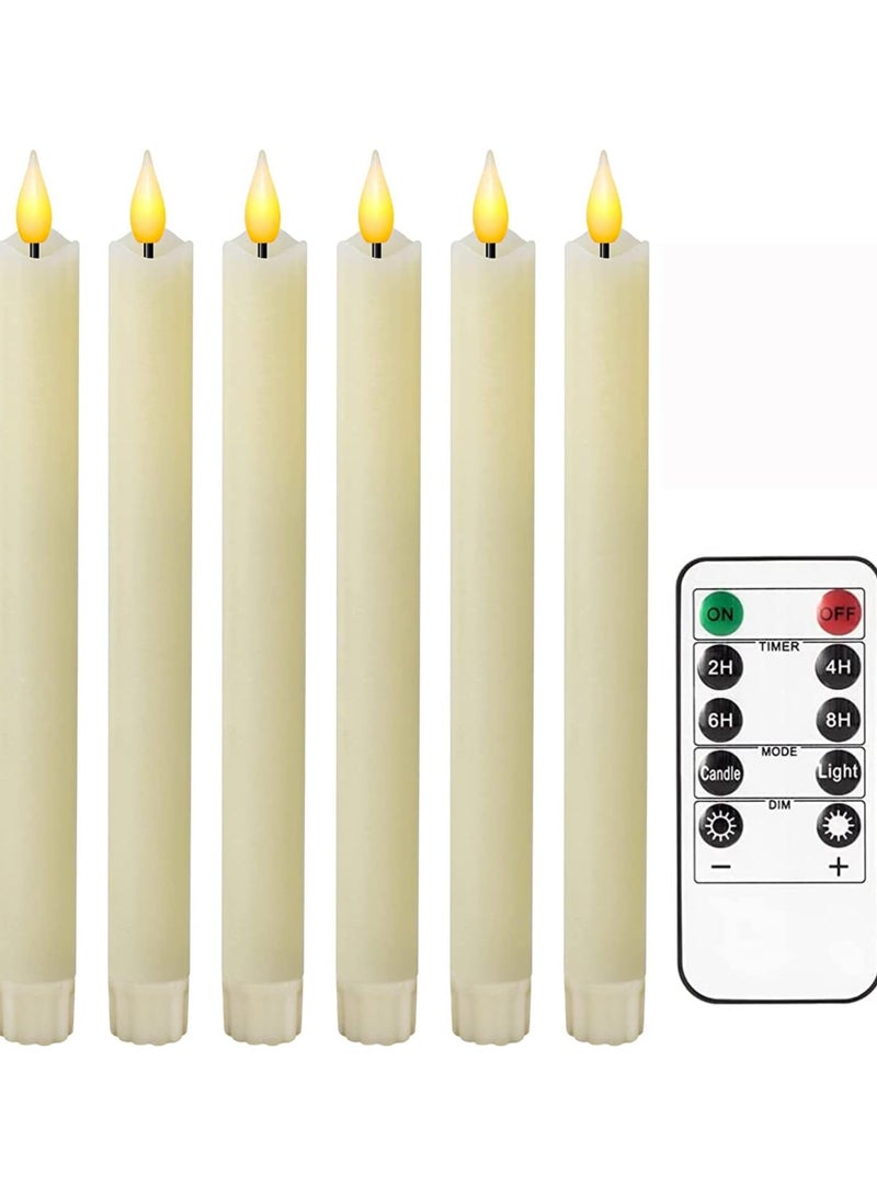 Flameless Taper Candles Flickering Battery Operated with 10-Key Remote, Real Wax LED Window Candles Fake Electric Candles 3D Wick Warm Light Pack of 6 for Home Wedding Decor - Image 2
