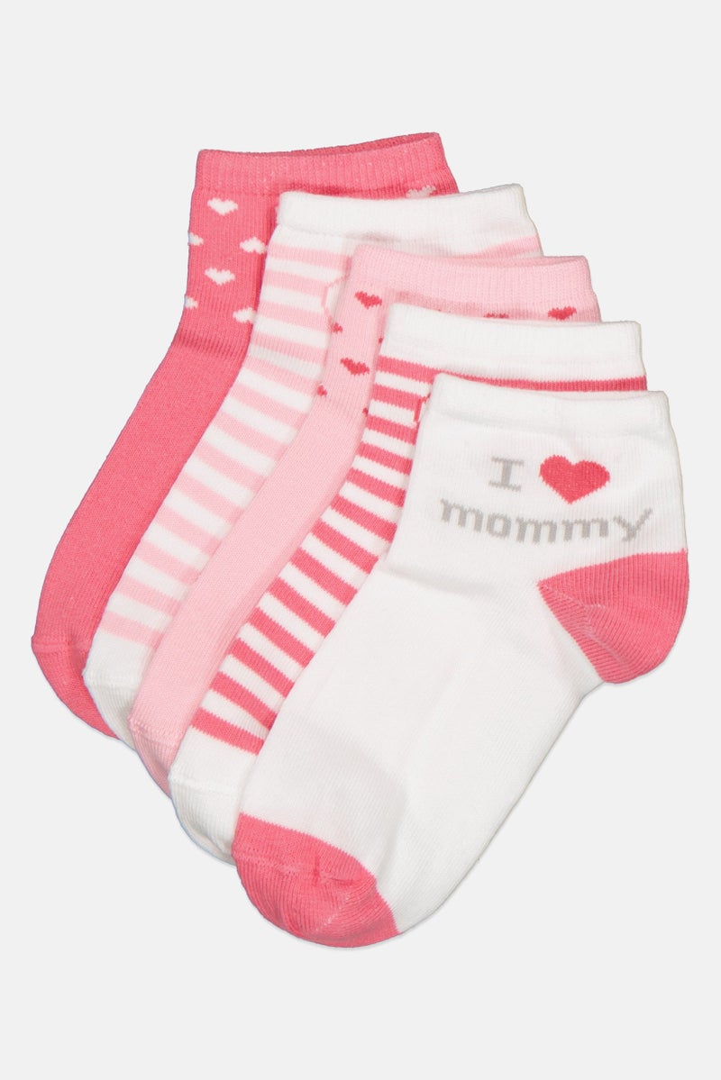 Material Girl Kids Girl 5 Pairs Stripe Quarter Socks, Multicolor - Image 1