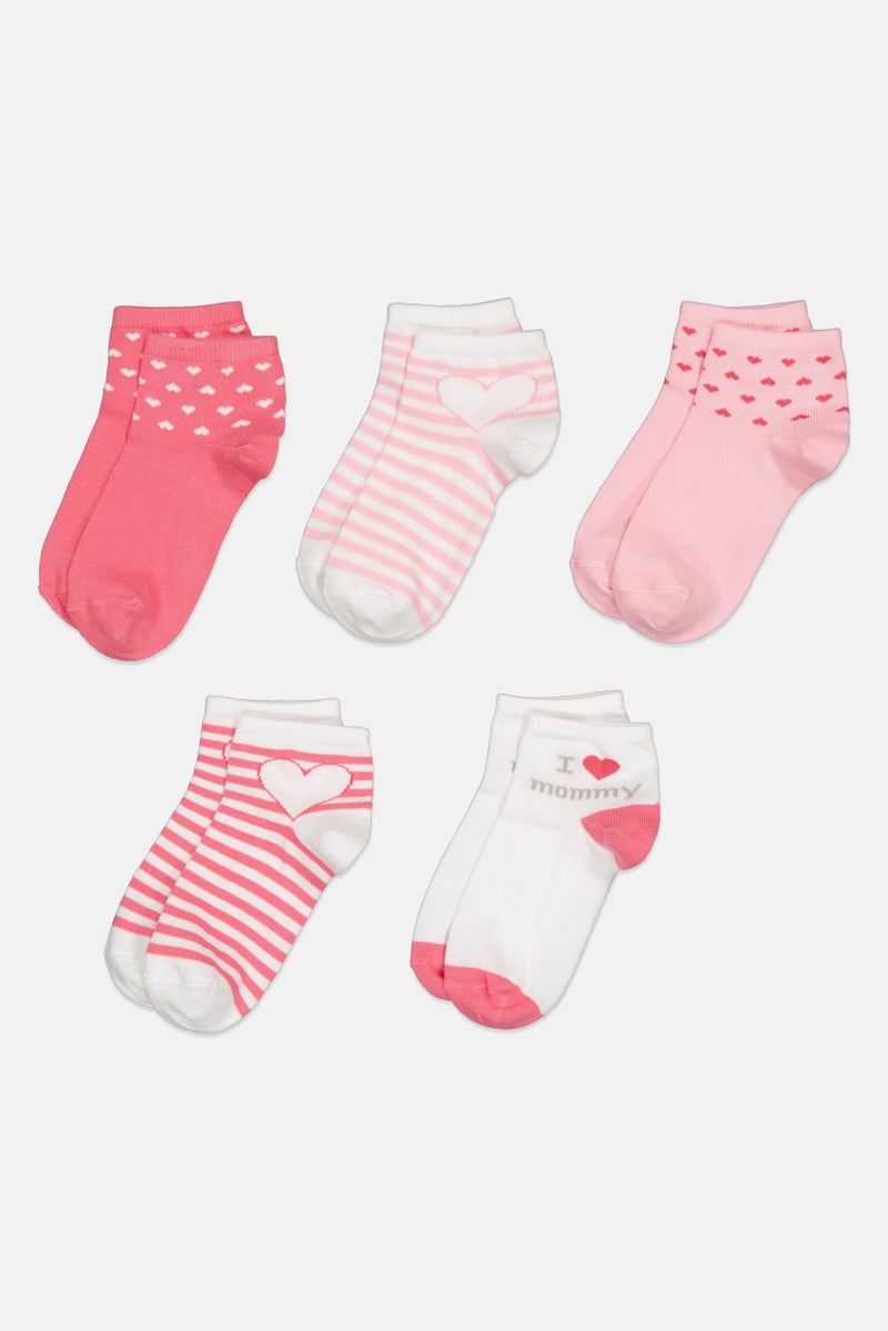 Material Girl Kids Girl 5 Pairs Stripe Quarter Socks, Multicolor - Image 2