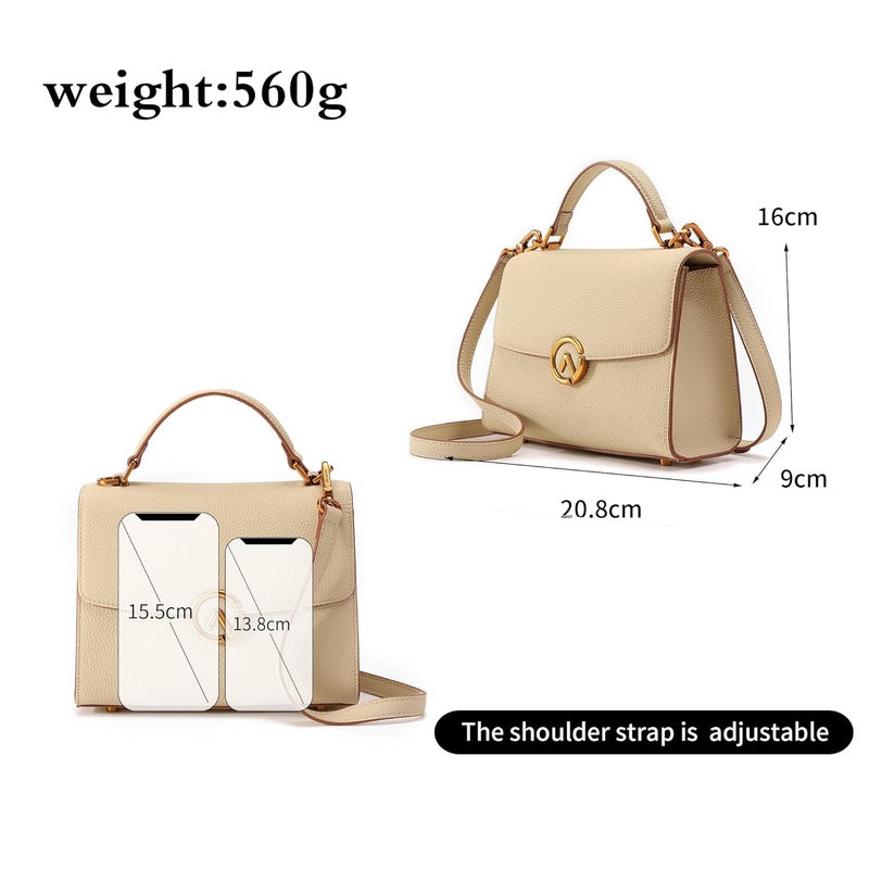 GELANNI Store - Briefcase Bag for Women and Girls, Genuine Leather Handbag with Magnetic Flap Buckle Closure, Bottom Rivets & Back Pocket, Adjustable & Detachable Strap, An Ideal Gift for Female - Image 5