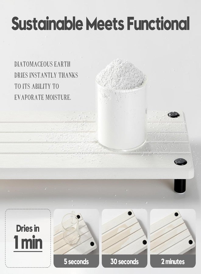 Razborci Instant Dry Sink Caddy Kitchen Sink Organizer, Quick Drying Stone Tray Diatomite Sponge Holder Soap Dish, Bathroom Countertop Fast Dry Water Absorbing Vanity Rack, White, 12" x 5" - Image 3