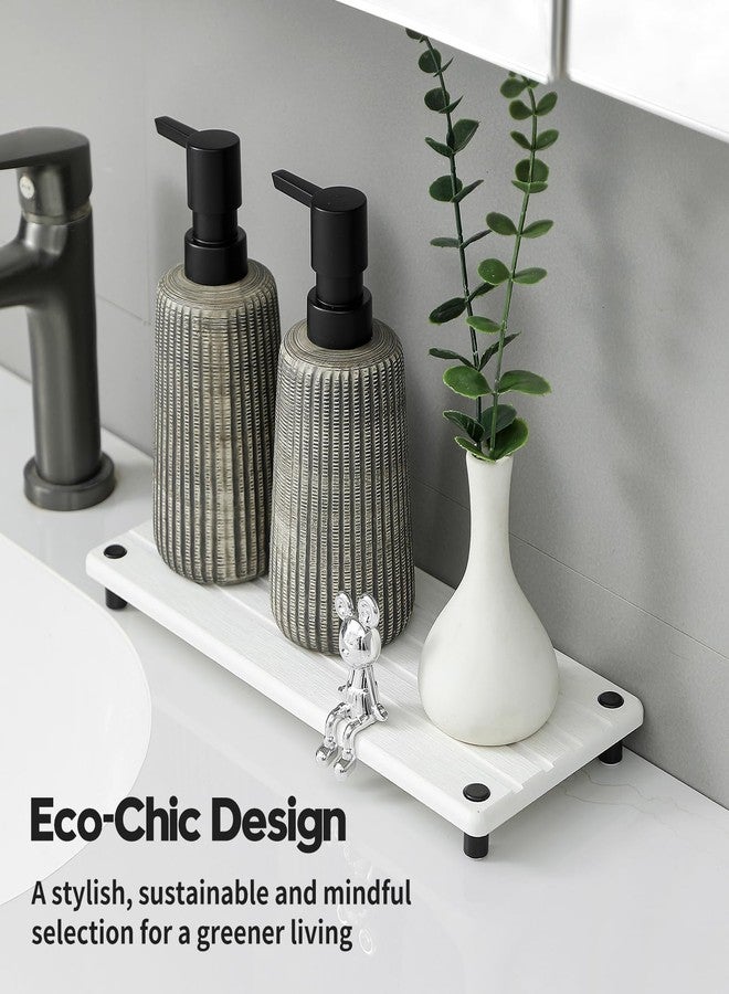 Razborci Instant Dry Sink Caddy Kitchen Sink Organizer, Quick Drying Stone Tray Diatomite Sponge Holder Soap Dish, Bathroom Countertop Fast Dry Water Absorbing Vanity Rack, White, 12" x 5" - Image 4
