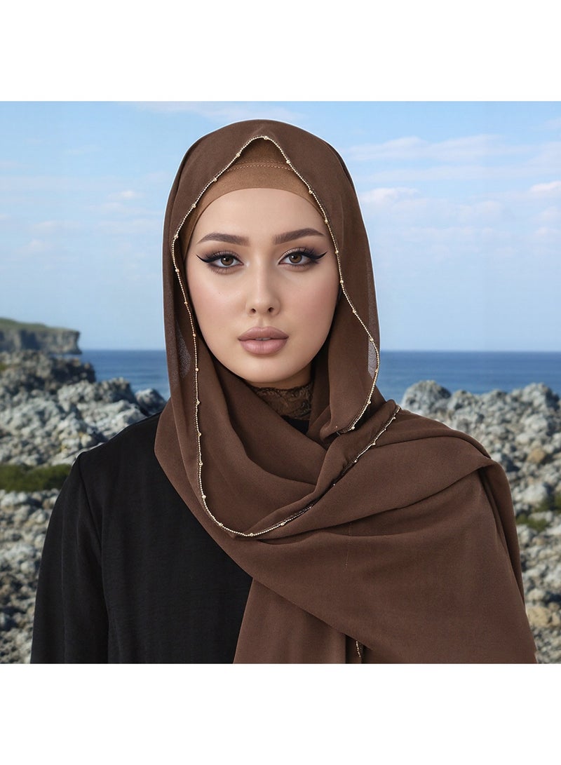 Aurafly Muslim Headscarf For Women, Islamic Arabic Scarf, Shiny Glitter Scarf, Abaya Shawl, Soft, Full Neck Coverage For Women, One Size 180 x 70 cm - Image 5
