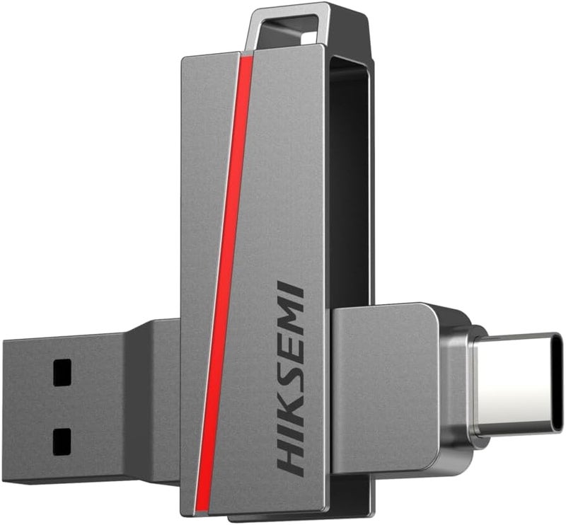 هيكسيمي محرك أقراص فلاش USB هيكسيمي OTG Dual Slim بتقنية Type-C، سعة 128 جيجابايت، لون رمادي - Image 1