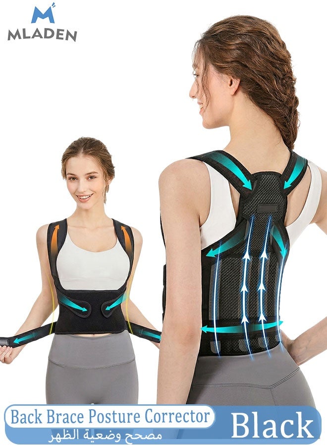 MLADEN Posture Corrector Back Brace for Men and Women Adjustable Shoulder Straightener Spine Support Full Upper Lower Back Pain Relief for Everyday Use - Image 1