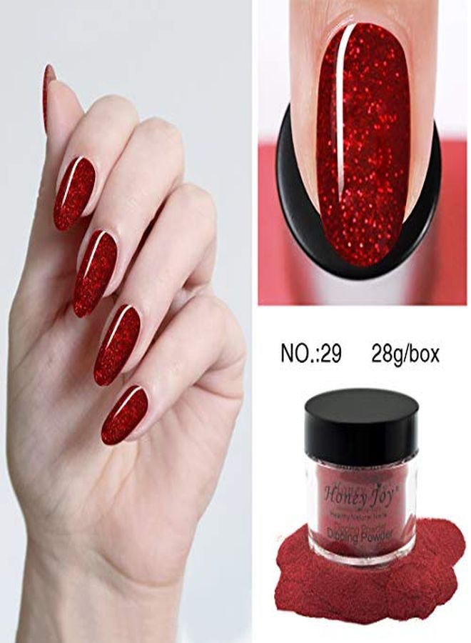 Honey Joy 28G/Box Dark Red Glitter Fine Dipping Powder No Lamp Cure Nails Dip Powder Like Gel Nail Natural Dry For Nail Salon£¬No.29  - Image 2