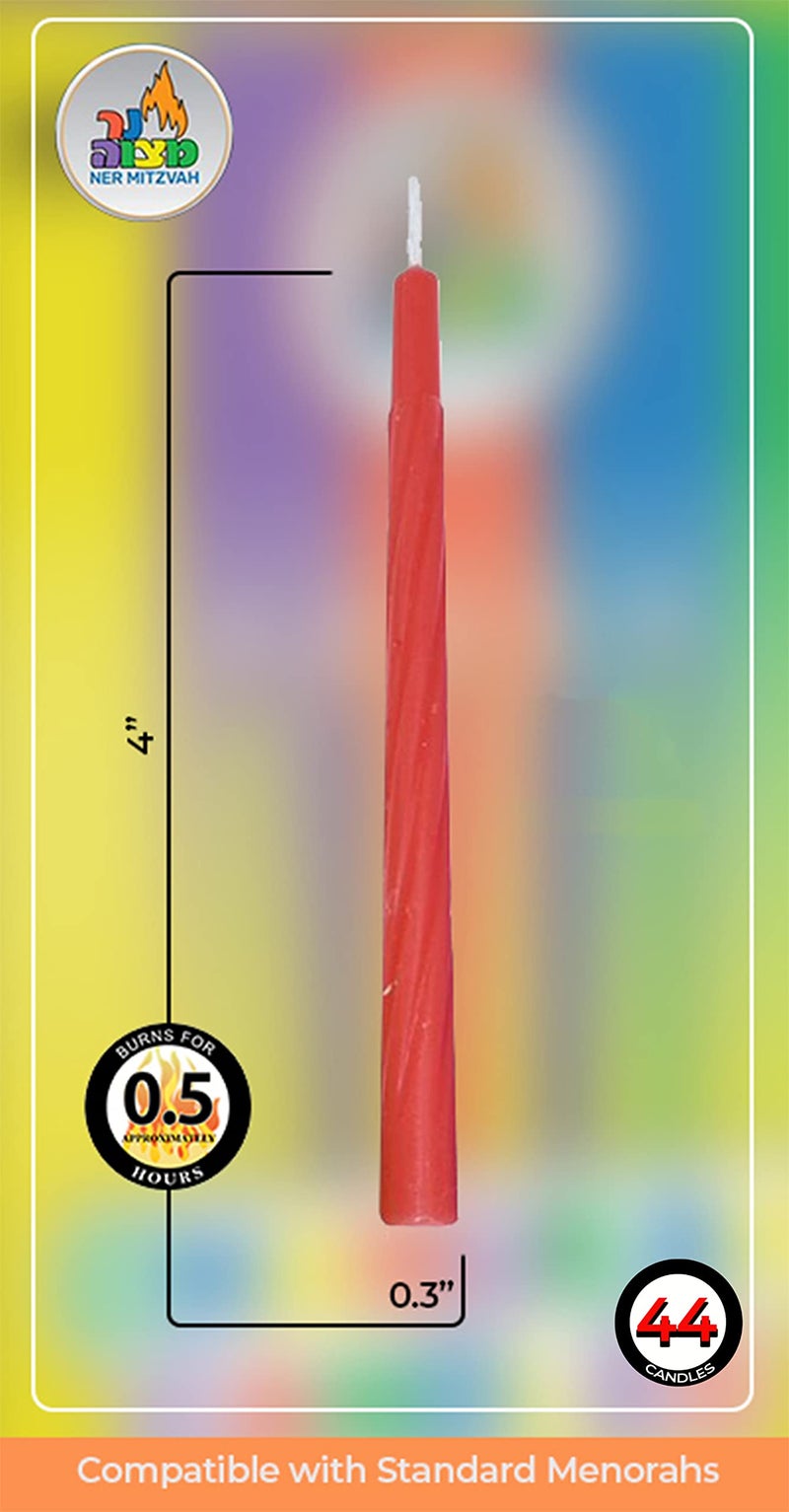 Ner Mitzvah Colorful Chanukah Candles 1-Pack - Standard Size Fits Most Menorahs - Premium Quality Wax - Assorted Colors - Bulk Pack for All 8 Nights of Hanukkah - Image 2