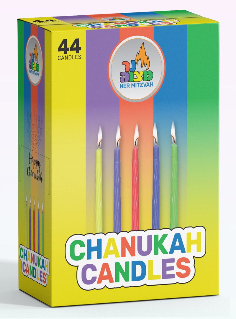 Ner Mitzvah Colorful Chanukah Candles 1-Pack - Standard Size Fits Most Menorahs - Premium Quality Wax - Assorted Colors - Bulk Pack for All 8 Nights of Hanukkah - Image 5