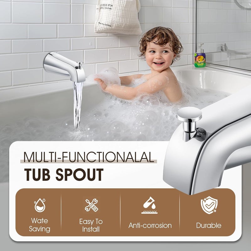 Gonabos Tub Spout with Diverter,Easy to Install Bathtub Faucet，American Standard Tub Faucet Universal Fits 1/2" Copper Pipe(5/8" Diameter),Chrome - Image 2