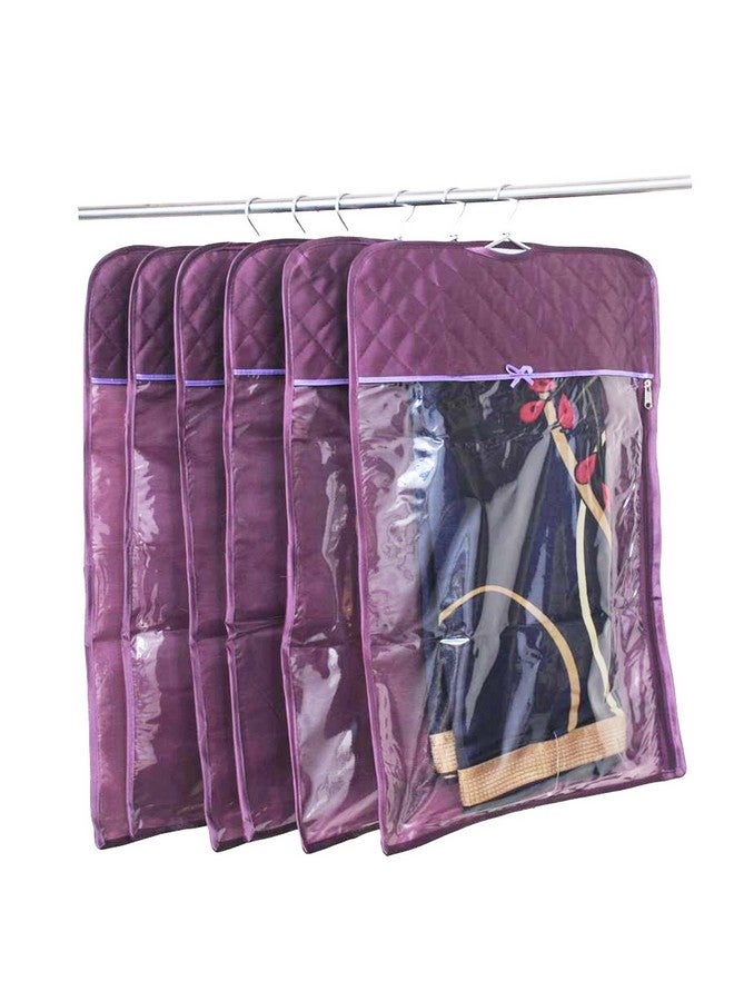atorakushon غطاء ساري ساتين معلق atorakushon® لتنظيم خزانة الملابس لحفلات الزفاف عبوة من 6 (بنفسجي) - Image 1