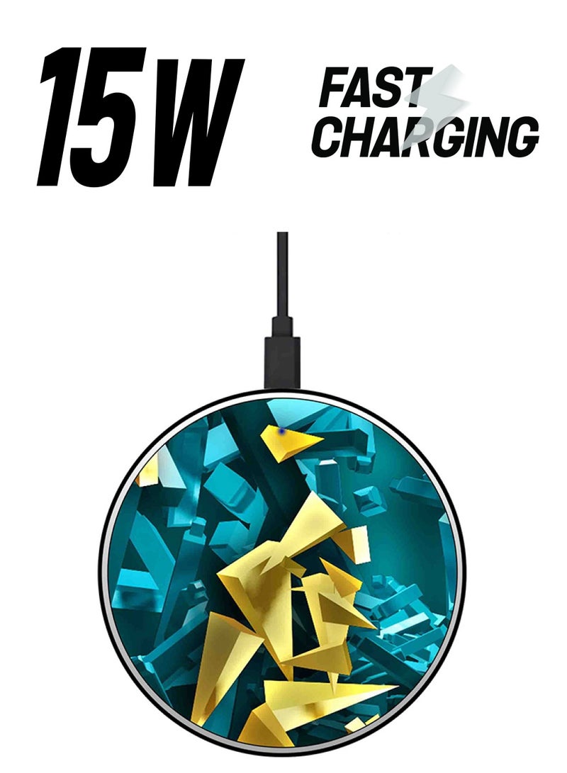 ثيودور شاحن لاسلكي سريع رفيع للغاية بتصميم طبعة ألماس مع كابل USB - Image 1
