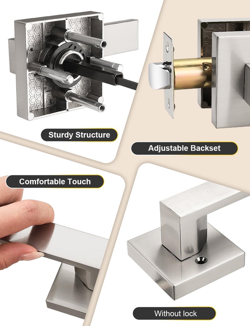 Tinewa 10 Pack Brushed Nickel Passage Door Levers Interior Door Handles, Heavy Duty Closet Hallway Door Handle Sets - Image 4