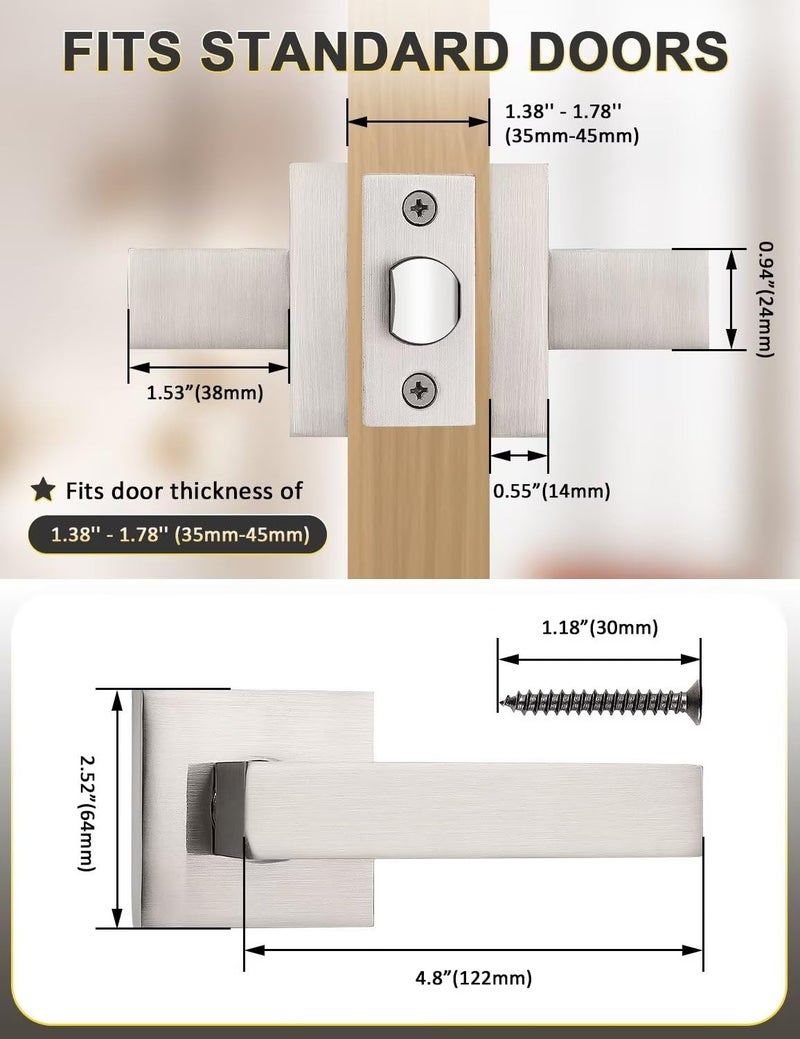 Tinewa 10 Pack Brushed Nickel Passage Door Levers Interior Door Handles, Heavy Duty Closet Hallway Door Handle Sets - Image 2