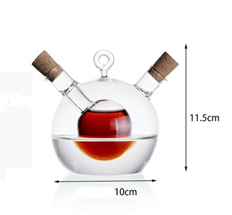 ELETON 2 in 1 Oil and Vinegar Dispenser Bottle, Kitchen Supplies Glass Olive Oil and Balsamic Vinegar Cruet Bottle with Cork Stoppers, Hand-blown Glass Jar, Soy Sauce Cruet in One - Image 2