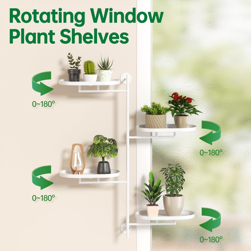YFFSRJDJ Rotating Window Shelves for Multiple Plants Indoor,4-tier Metal Corner White Plant Stand Holder Floating Hanger Shelf for Wallï¼ŒWindows Sill Gifts for Planter Lover to Enhance Home Decor - Image 3