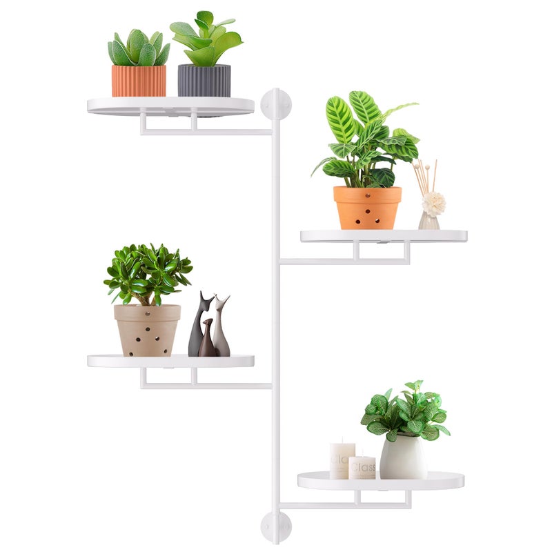 YFFSRJDJ Rotating Window Shelves for Multiple Plants Indoor,4-tier Metal Corner White Plant Stand Holder Floating Hanger Shelf for Wallï¼ŒWindows Sill Gifts for Planter Lover to Enhance Home Decor - Image 1