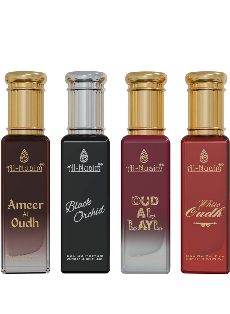 Al Nuaim Al-Nuaim Prefect4 EDP Gift Set of 4 For Men & Women (4 X 20ml) | Ameer Al Oudh | Black Orchid |Oudh Al Layl | White Oudh |Long Lasting Fragrance - Image 3