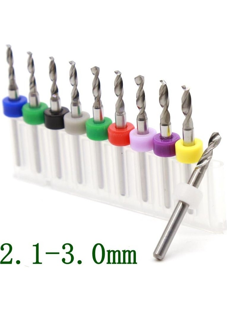 Profisher Profi̇sher Tungsten Carbide Mini Cnc Drill Bit Pcb Set of 10 2.1-3.0 mm  - Image 1