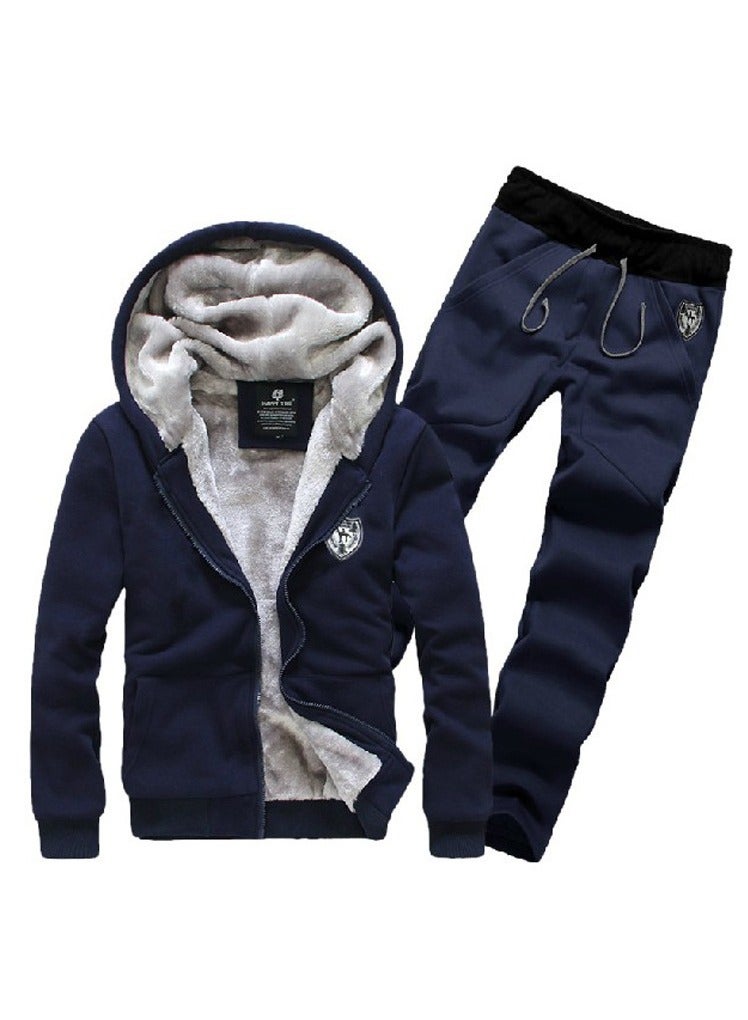 NIBEMINENT Winter Thicken Sweater Suits Cardigan Top And Drawstring Trousers Casual Loose Clothing Sets - Image 1