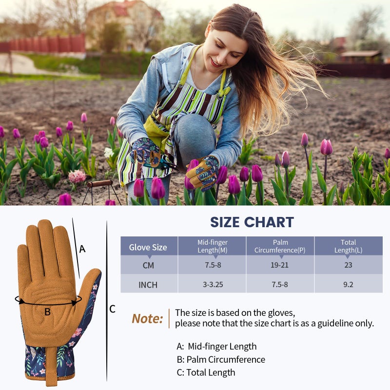 Pleneal Gardening Gloves for Women - Leather Garden Gloves Thorn Proof, Outdoor Protective Working Gloves - Image 5