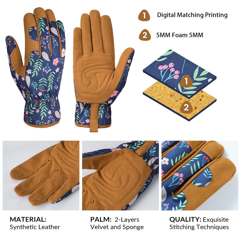 Pleneal Gardening Gloves for Women - Leather Garden Gloves Thorn Proof, Outdoor Protective Working Gloves - Image 3