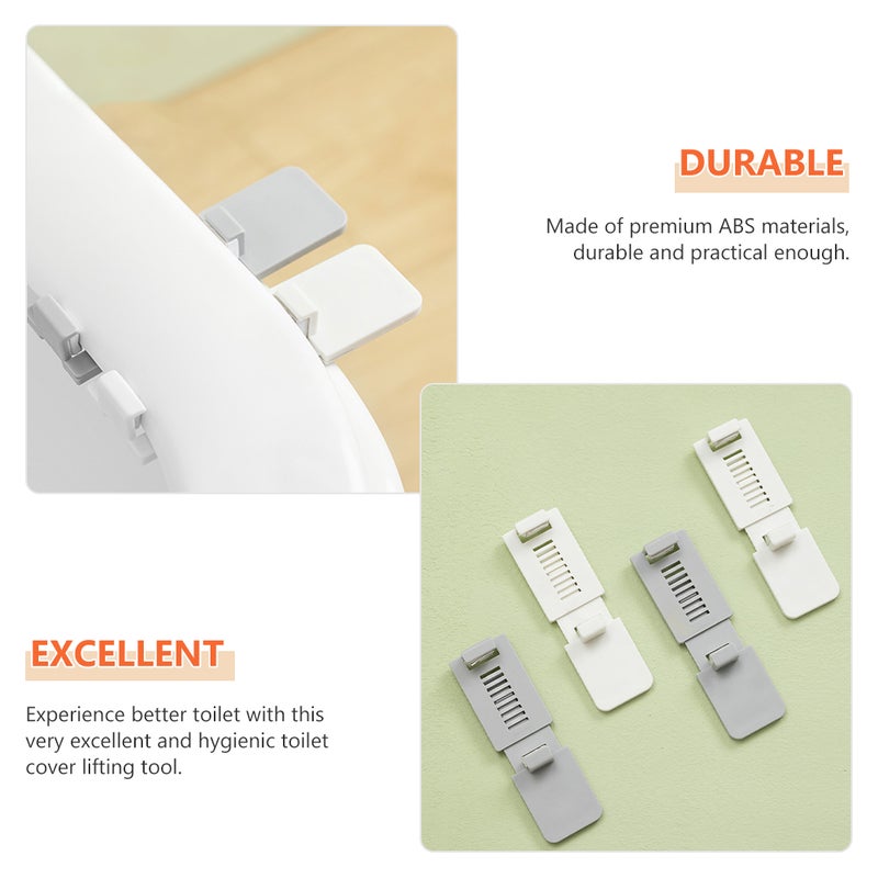 4 Pairs Toilet Seat Lifter Adhesive Toilet Lid Handle Bathroom Toilet Lifters - Image 4
