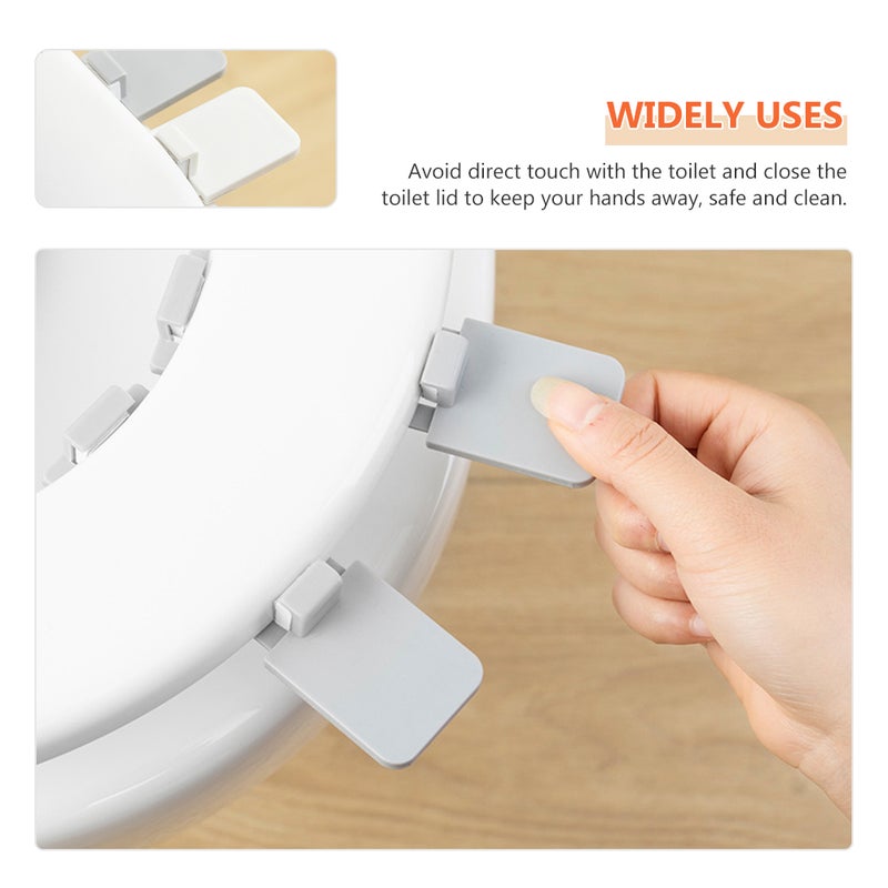 4 Pairs Toilet Seat Lifter Adhesive Toilet Lid Handle Bathroom Toilet Lifters - Image 3