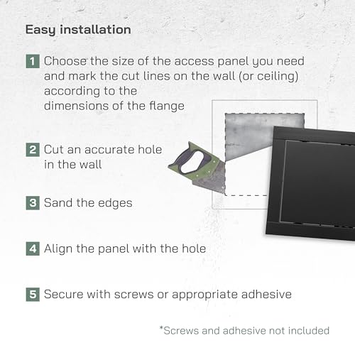 Vent Systems 6" x 6" Inch Anthracite Plastic Access Panel – ABS Service Door Cover for Drywall, Wall, Ceiling – Easy Open, Close for Plumbing, HVAC Systems – Indoor Use for Home and Office Improvement - Image 4