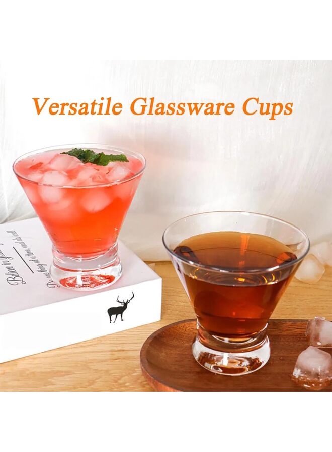 Martini Glasses Set of 4-8oz Stemless Martini Glasses-Set- Bar, Dessert, Wine Glasses Martini Cocktail Glasses - Image 2