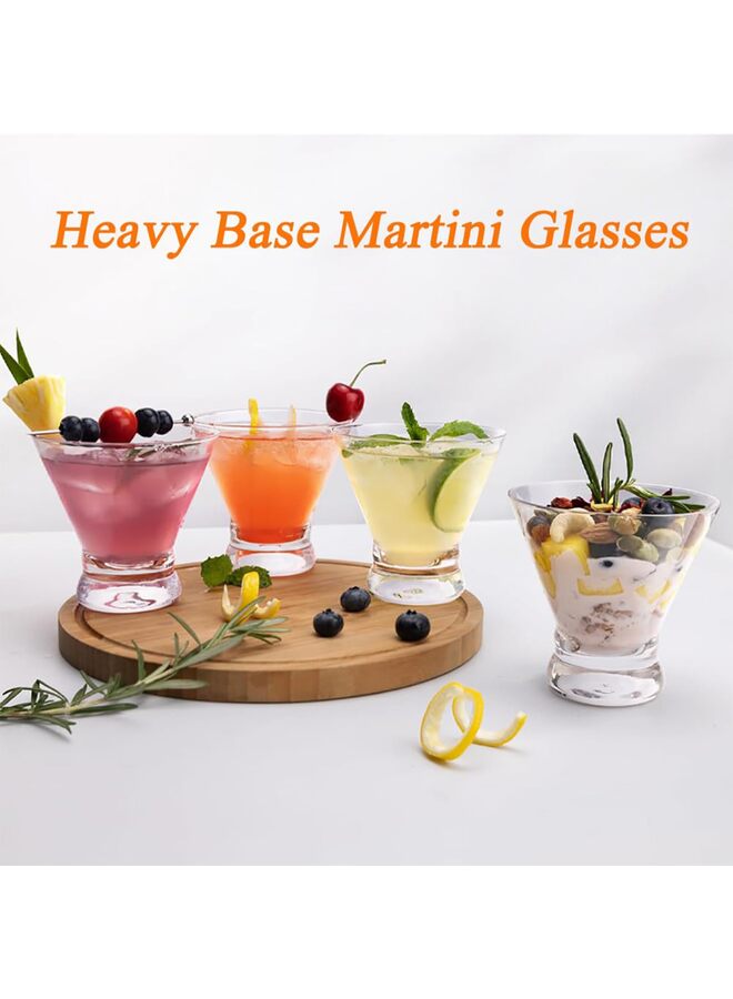 Martini Glasses Set of 4-8oz Stemless Martini Glasses-Set- Bar, Dessert, Wine Glasses Martini Cocktail Glasses - Image 3