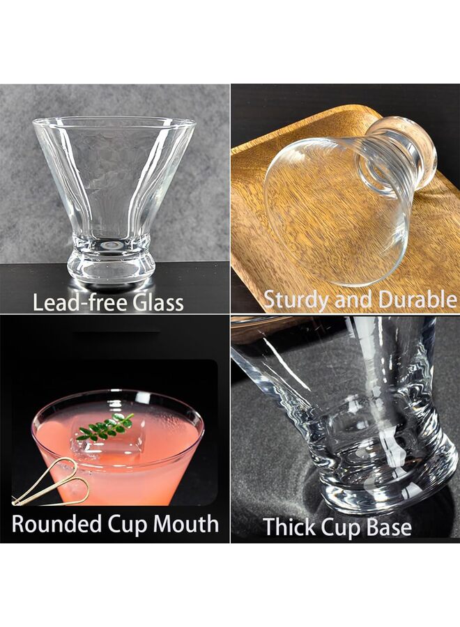 Martini Glasses Set of 4-8oz Stemless Martini Glasses-Set- Bar, Dessert, Wine Glasses Martini Cocktail Glasses - Image 5