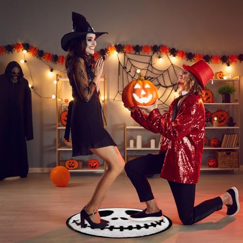 KGNN Jack Halloween Rugs Mat 2ft Round Non-Slip Cute Creepy Nightmare Bath Rug Bathroom Shower Floor Mat for Halloween Indoor Decor Nightmare Before Holiday Christmas Decorations - Image 5