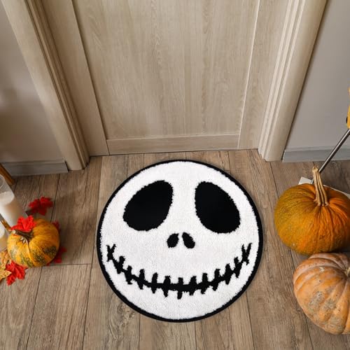 KGNN Jack Halloween Rugs Mat 2ft Round Non-Slip Cute Creepy Nightmare Bath Rug Bathroom Shower Floor Mat for Halloween Indoor Decor Nightmare Before Holiday Christmas Decorations - Image 4