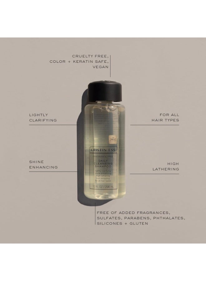 Kristin Ess Kristin Ess Hair Fragrance Free Daily Cleansing Shampoo, Lightly Clarifying, Shine Enhancing, Vegan, Paraben, Sulfate, Phthalate and Silicone Free, Gluten Free, 10 fl. oz. - Pack of 1 - Image 2